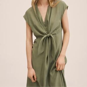 Mango Olive Green Button-Front Dress
